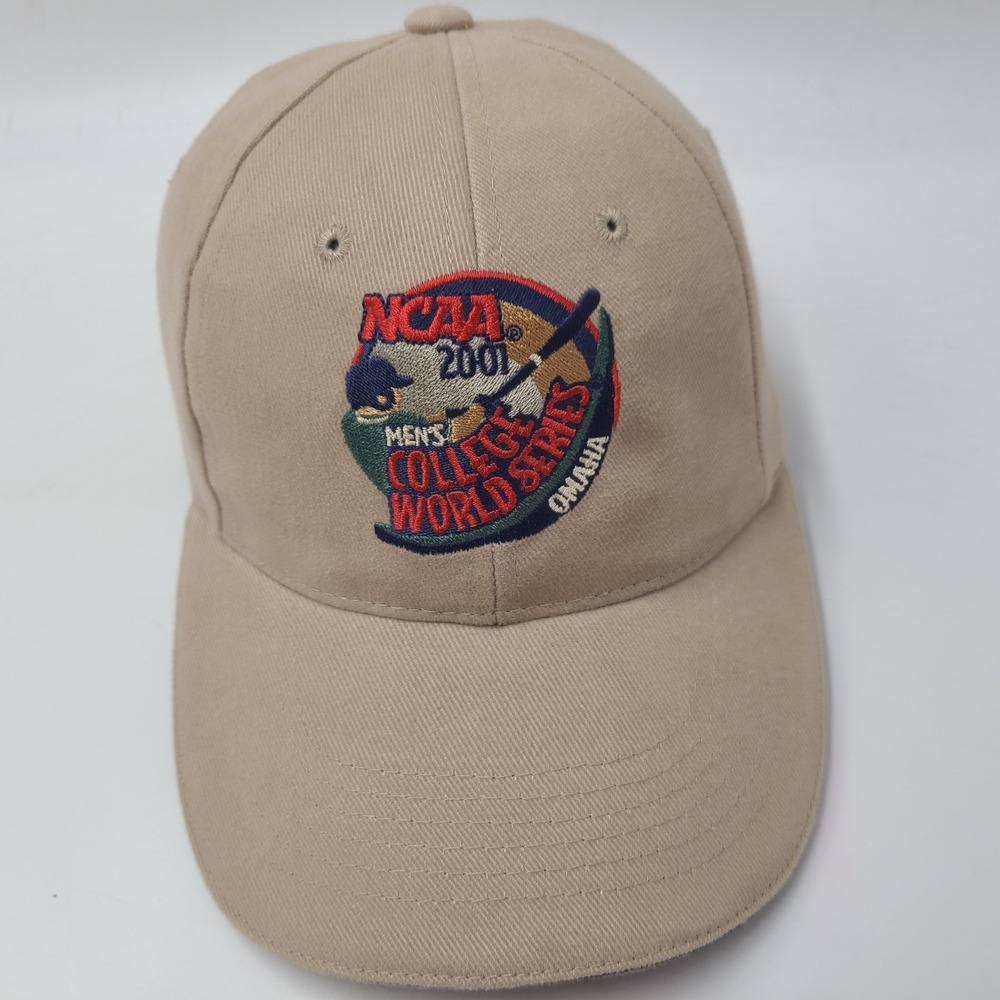 Vintage College World Series Hat Strapback Beige NCAA Baseball 2001 Omaha Mens